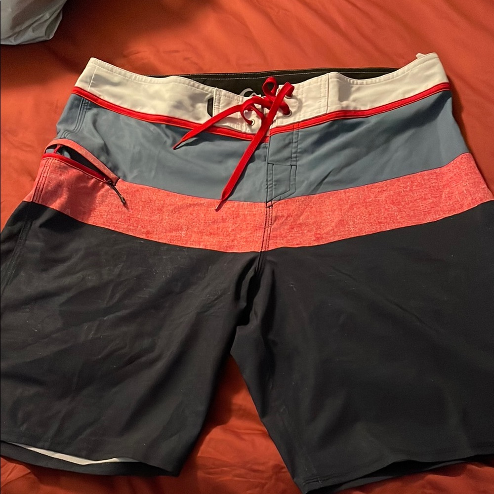 Quiksilver Blue and Red Board Shorts Quick-Drying Swimwear